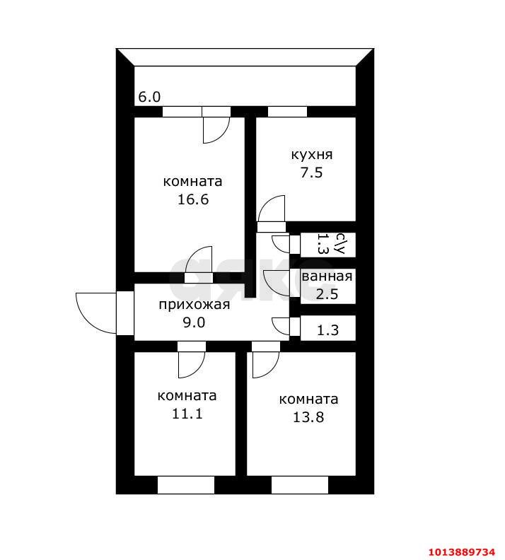 Фото №14: 3-комнатная квартира 60 м² - Яблоновский, ул. Космическая, 39/1