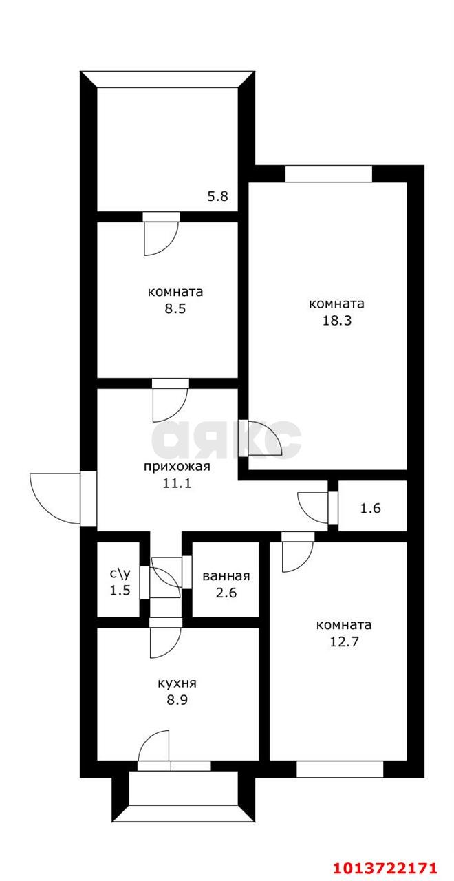 Фото №4: 3-комнатная квартира 80 м² - Яблоновский, ул. Космическая, 45