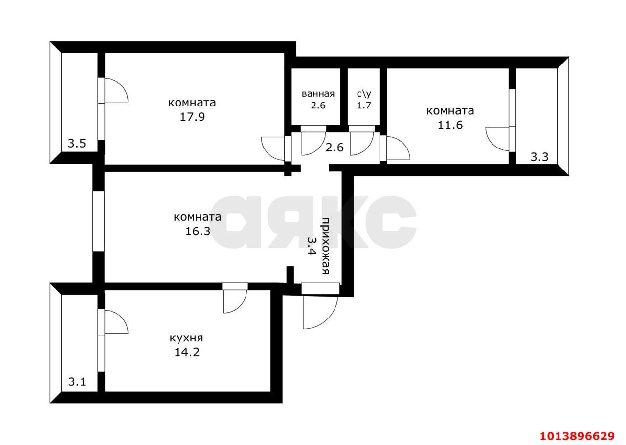 Фото №14: 3-комнатная квартира 81 м² - Краснодар, Юбилейный, ул. Рождественская набережная, 23