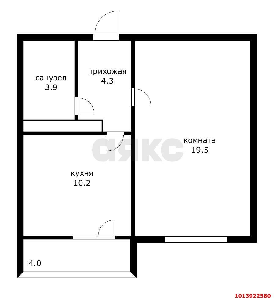 Фото №14: 1-комнатная квартира 38 м² - Краснодар, Почтовый, ул. имени Валерия Гассия, 21