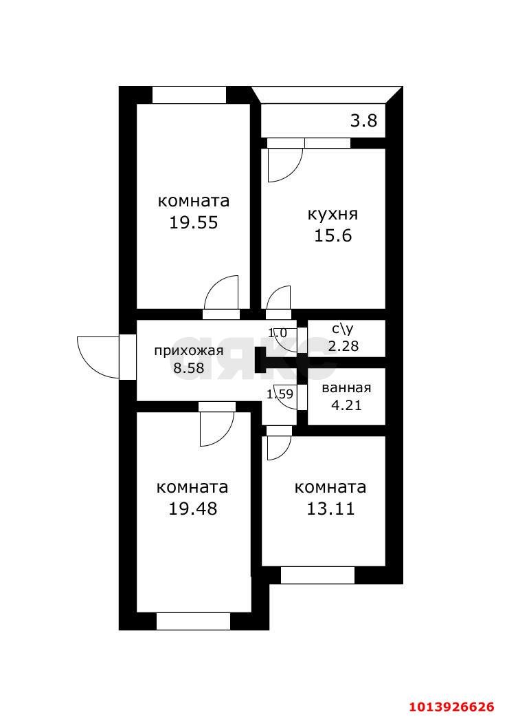 Фото №19: 3-комнатная квартира 89 м² - Краснодар, Фестивальный, ул. Атарбекова, 5/1