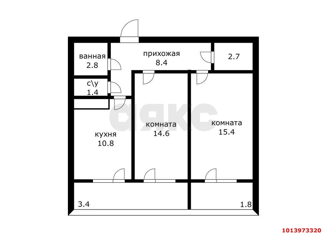 Фото №10: 2-комнатная квартира 61 м² - Краснодар, жилой комплекс Абрикосово, ул. имени Героя Георгия Бочарникова, 4к3