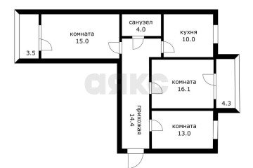 Фото №2: 3-комнатная квартира 72 м² - Краснодар, мкр. Военный городок № 109, ул. Кореновская, 61