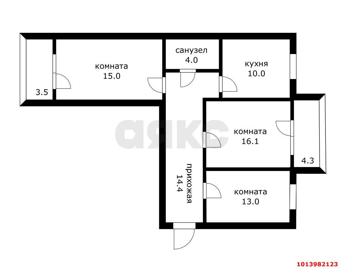 Фото №2: 3-комнатная квартира 81 м² - Краснодар, Военный городок № 109, ул. Кореновская, 61