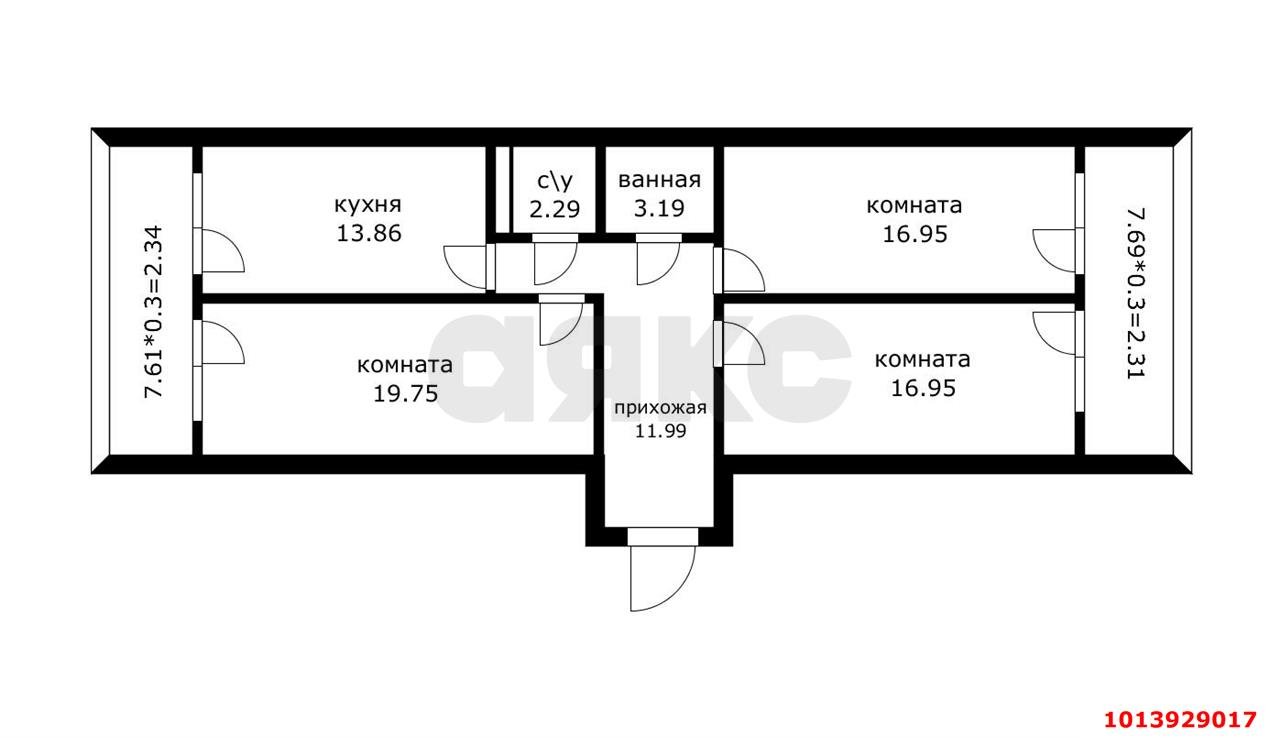 Фото №2: 3-комнатная квартира 96 м² - Краснодар, Камвольно-суконный Комбинат, ул. Магистральная, 11