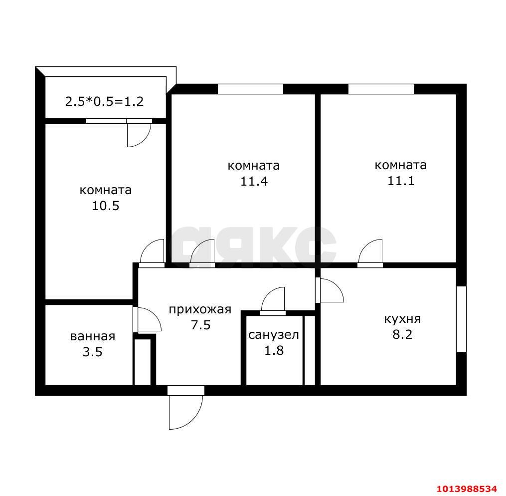 Фото №5: 3-комнатная квартира 55 м² - Краснодар, жилой комплекс Дыхание, ул. Лётчика Позднякова, 2к16