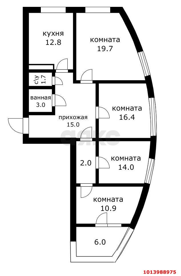 Фото №19: 3-комнатная квартира 101 м² - Краснодар, жилой комплекс Фреш, ул. имени Валерия Гассия, 4/7к1