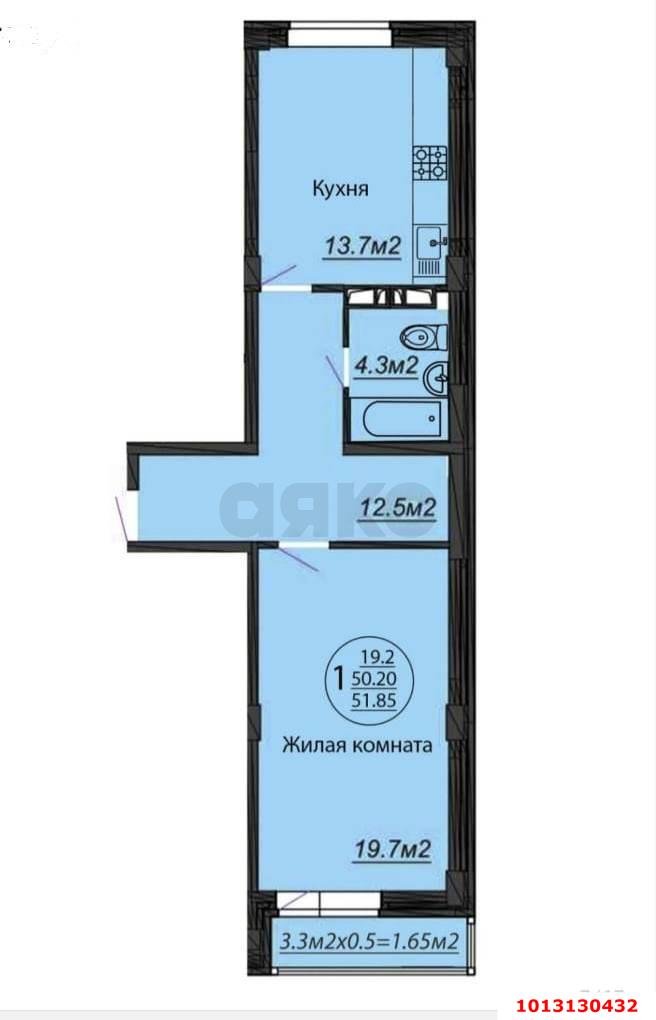 Фото №8: 1-комнатная квартира 53 м² - Краснодар, Пашковский, ул. Криничная, 128