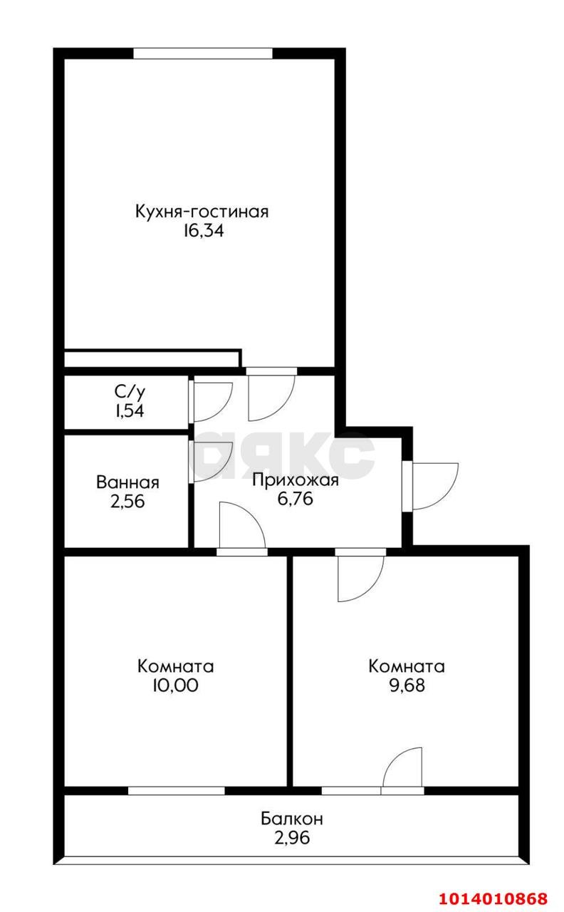 Фото №2: 2-комнатная квартира 54 м² - Краснодар, жилой комплекс Дыхание, ул. Лётчика Позднякова, 2к8