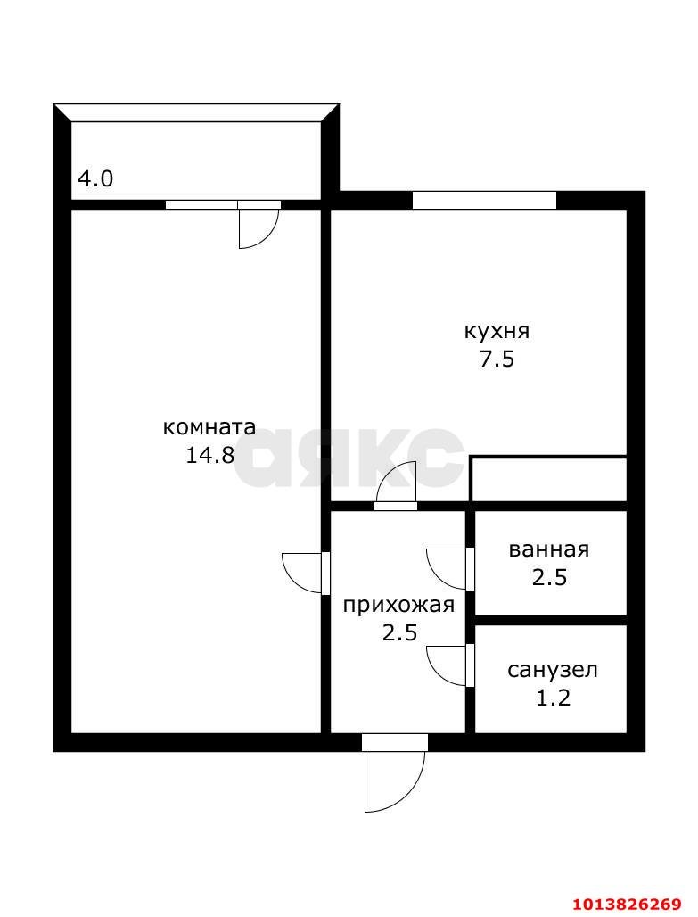 Фото №5: 1-комнатная квартира 33 м² - Краснодар, Фестивальный, ул. Атарбекова, 33