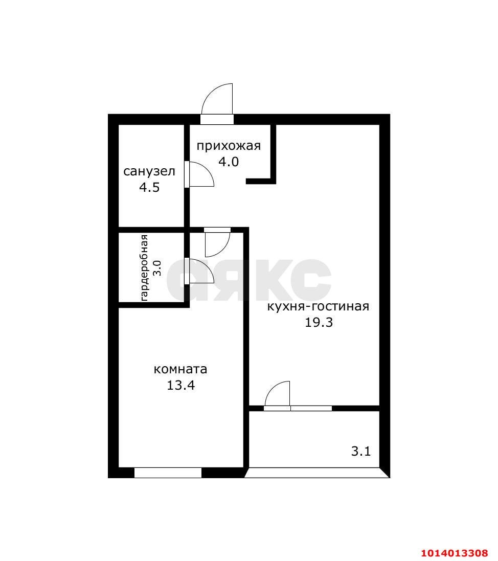 Фото №1: 1-комнатная квартира 45 м² - Краснодар, жилой комплекс Эрмитаж, 