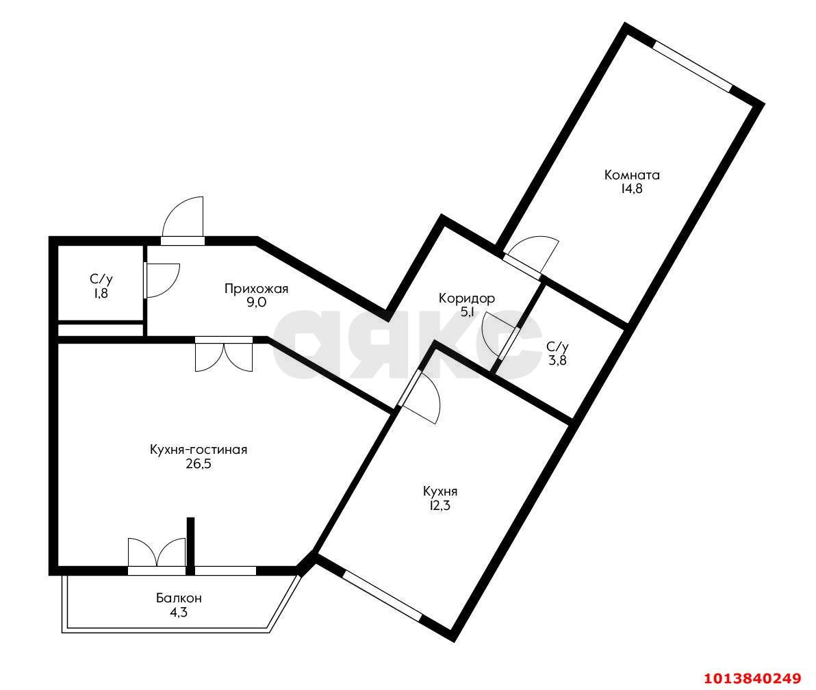 Фото №3: 3-комнатная квартира 75 м² - Краснодар, жилой комплекс Свобода, ул. Домбайская, 55к6