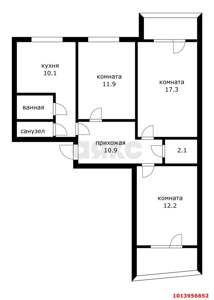 Фото №2: 3-комнатная квартира 69 м² - Краснодар, Гидростроителей, ул. Дмитрия Благоева, 9