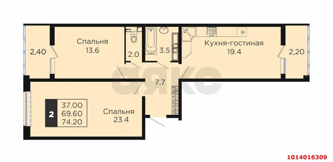 Фото №2: 2-комнатная квартира 80 м² - Краснодар, жилой комплекс Сказка Град, ул. имени В.Н. Мачуги, 166Ак1