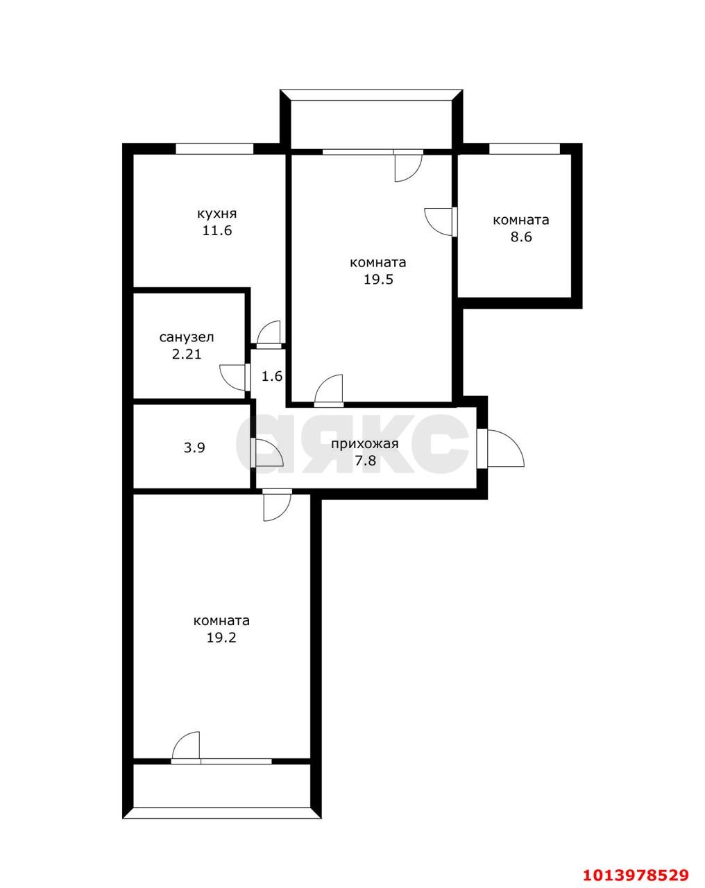 Фото №14: 3-комнатная квартира 81 м² - Краснодар, Краевая Клиническая Больница, ул. Черкасская, 43