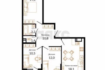 Фото №2: 3-комнатная квартира 75 м² - Краснодар, мкр. жилой комплекс Южане, ул. Даниила Смоляна, 65к1