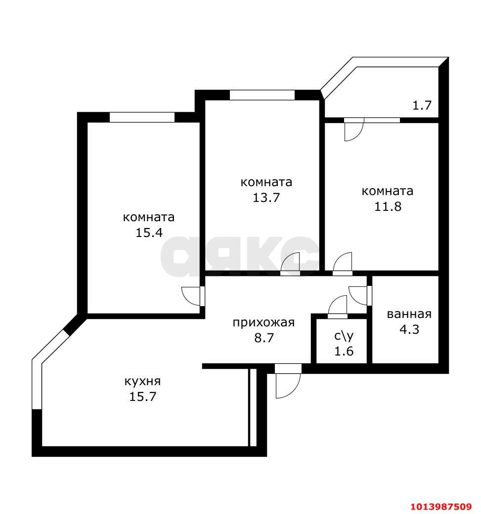 Фото №2: 3-комнатная квартира 72 м² - Краснодар, жилой комплекс Сказка Град, ул. имени В.Н. Мачуги, 166Б