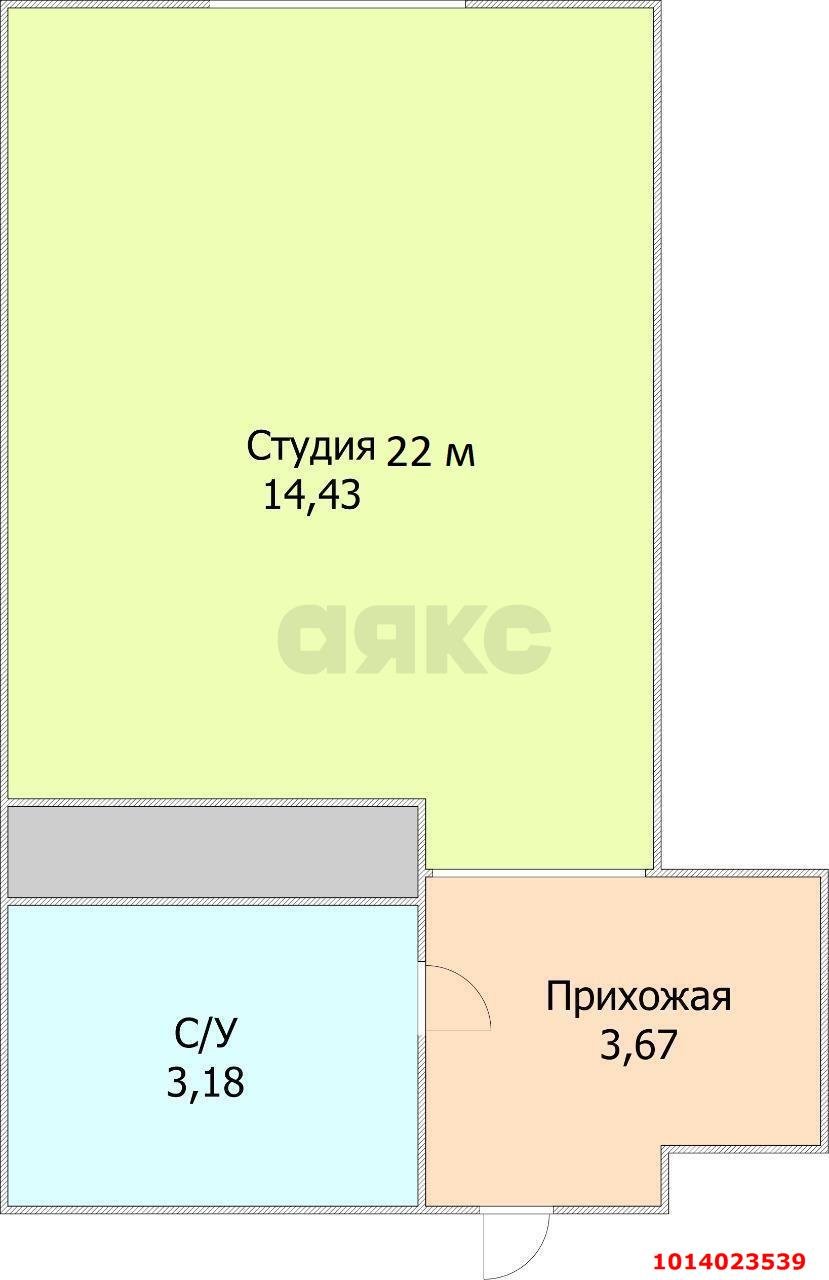 Фото №4: Студия 22 м² - Краснодар, Камвольно-суконный Комбинат, ул. Дежнёва, 29/3