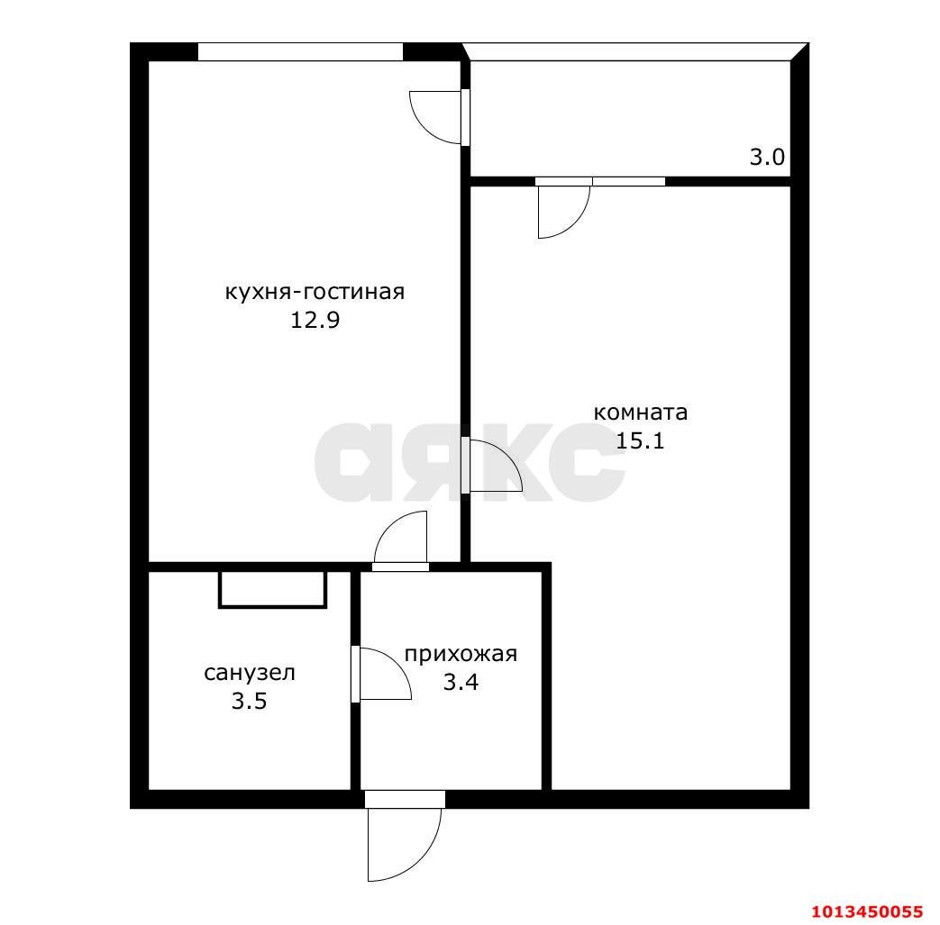 Фото №18: 1-комнатная квартира 38 м² - Краснодар, жилой комплекс Самолёт-4, ул. Константина Гондаря, 103к1