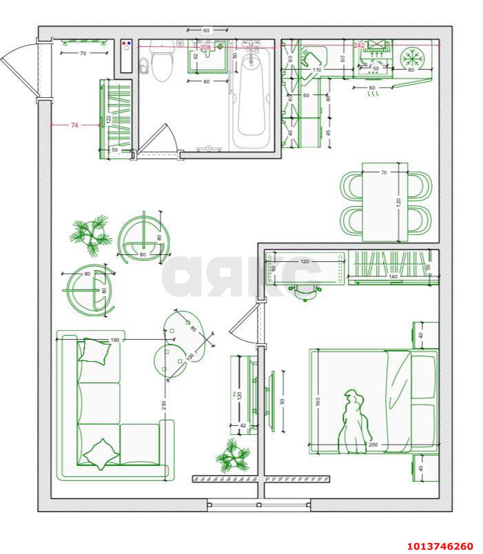 Фото №4: 1-комнатная квартира 42 м² - Краснодар, Центральный, ул. Карасунская набережная, 269