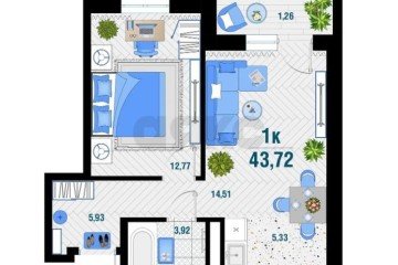 Фото №5: 1-комнатная квартира 43 м² - Яблоновский, ул. Базовская, 21