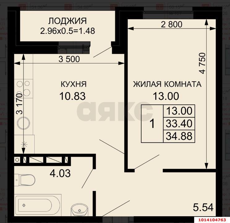 Фото №9: 1-комнатная квартира 37 м² - Краснодар, жилой комплекс Новые Сезоны, ул. Скандинавская, 1к7