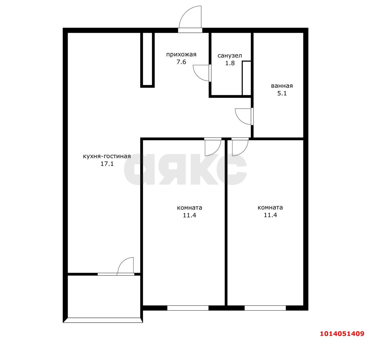 Фото №7: 2-комнатная квартира 55 м² - Краснодар, жилой комплекс Дыхание, ул. Лётчика Позднякова, 2к19