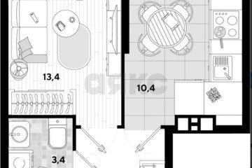 Фото №4: 1-комнатная квартира 35 м² - Краснодар, мкр. жилой комплекс Самолёт-3, ул. Ивана Беличенко, 87