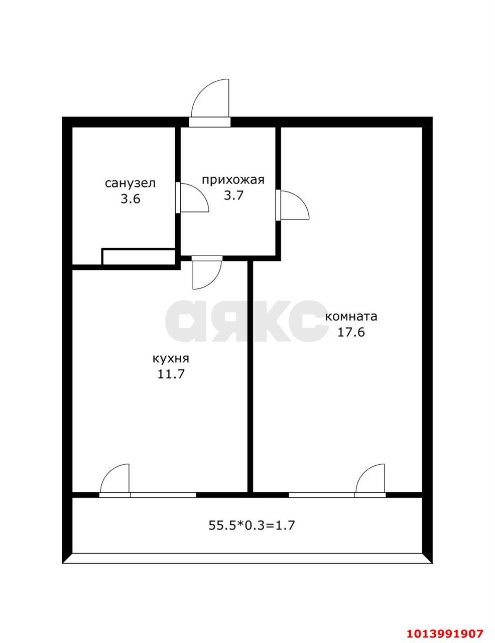 Фото №12: 1-комнатная квартира 35 м² - Краснодар, жилой комплекс Дыхание, ул. Лётчика Позднякова, 2к14