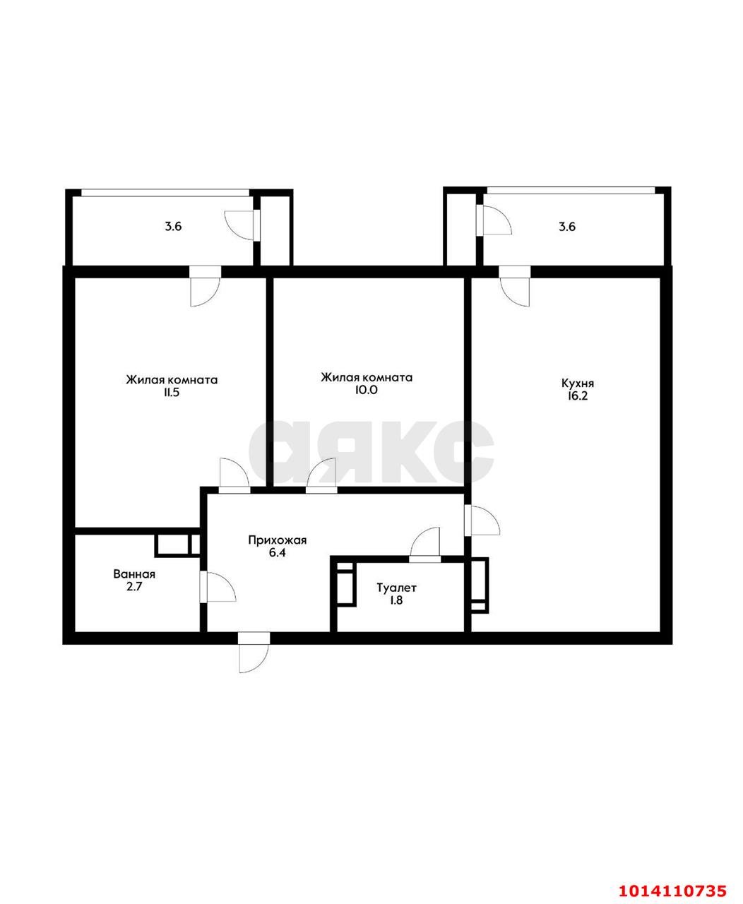 Фото №8: 2-комнатная квартира 55 м² - Краснодар, жилой комплекс Рекорд, 