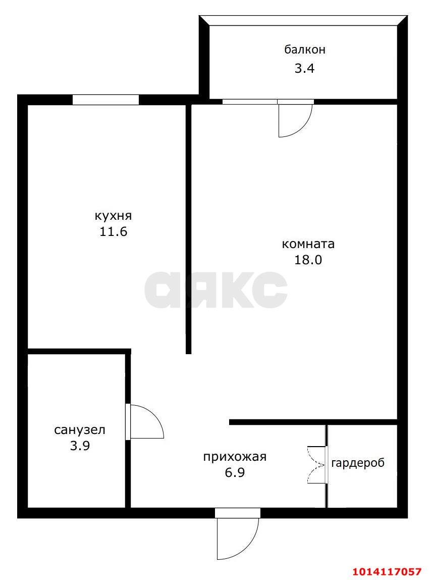 Фото №14: 1-комнатная квартира 43 м² - Краснодар, Гидростроителей, ул. Гидростроителей, 59/2