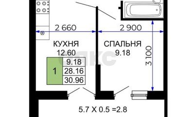 Фото №3: 1-комнатная квартира 31 м² - Краснодар, мкр. имени Петра Метальникова, ул. Петра Метальникова, 36