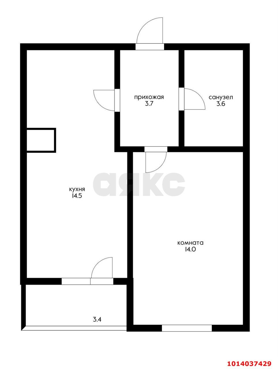 Фото №6: 1-комнатная квартира 37 м² - Краснодар, Славянский, ул. Заполярная, 35к4