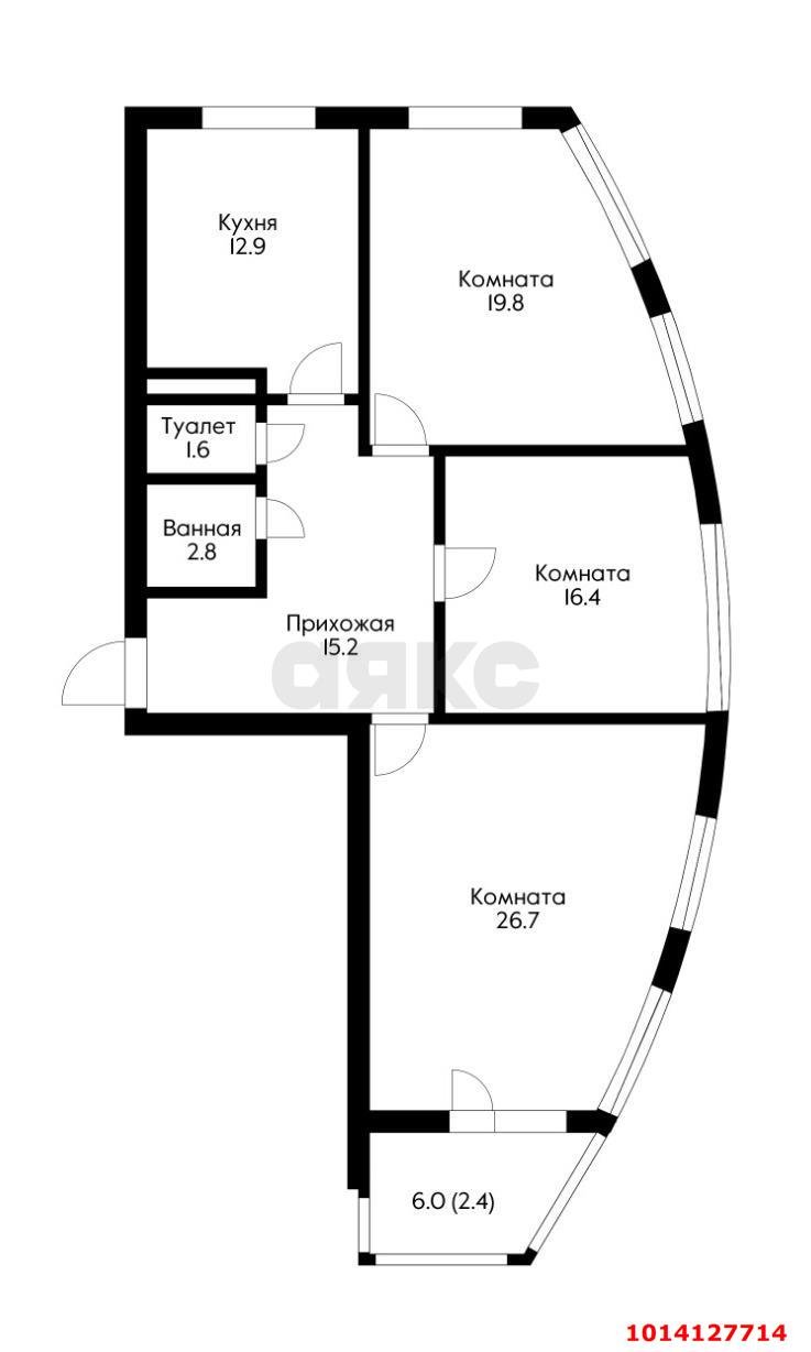 Фото №14: 3-комнатная квартира 99 м² - Краснодар, жилой комплекс Фреш, ул. имени Валерия Гассия, 4/7к2