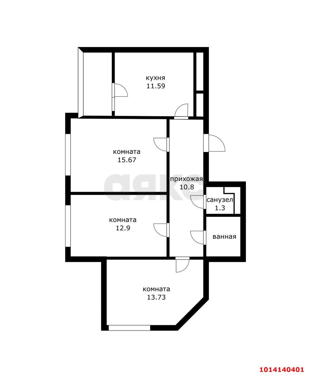 Фото №16: 3-комнатная квартира 70 м² - Краснодар, жилой комплекс Перспектива, ул. Героев-Разведчиков, 8к1