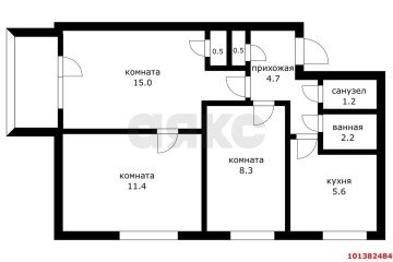 Фото №5: Комната 35 м² - Краснодар, мкр. Хлопчато-бумажный Комбинат, ул. Волжская, 73