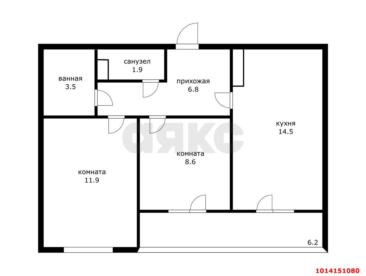 Фото №3: 2-комнатная квартира 50 м² - Краснодар, Парк Победы, ул. Героя Пешкова, 14к1