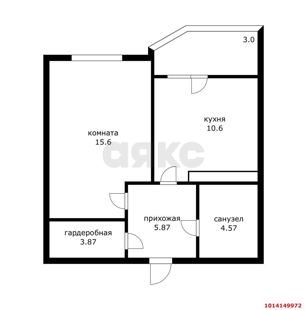 Фото №3: 1-комнатная квартира 43 м² - Краснодар, Краевая Клиническая Больница, ул. им. Героя Яцкова И.В., 9