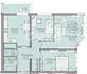 Фото №28: 3-комнатная квартира 78&nbsp;м², 5/23&nbsp;эт. - Анапа, ул. Крепостная, 51к2