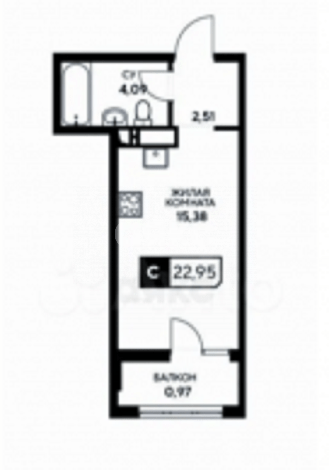 Фото №34: Студия 23&nbsp;м², 13/19&nbsp;эт. - Анапа, мкр. жилой комплекс Центральный, ул. Анапское шоссе, 1к2