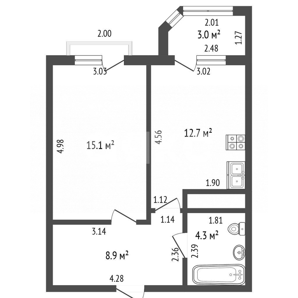 Фото №13: 1-комнатная квартира 40&nbsp;м², 2/8&nbsp;эт. - Геленджик, квартал Южный, ЖК Столичный Квартал, мкр. ЖК Жуковский, ул. Витебская, 12к5