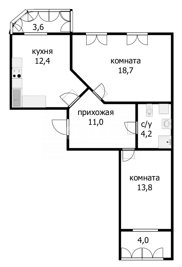 Фото №24: 2-комнатная квартира 67&nbsp;м², 7/9&nbsp;эт. - Анапа, Парковый, мкр. ЖК Радуга, ул. Парковая, 64к1