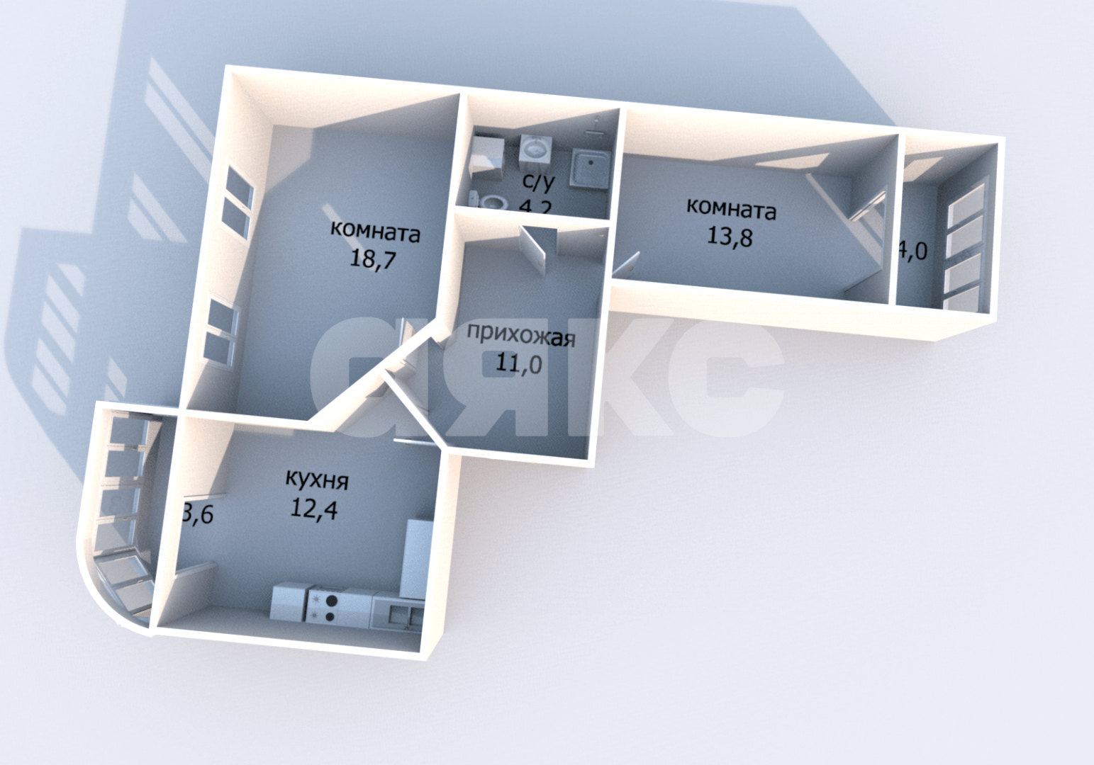 Фото №23: 2-комнатная квартира 67&nbsp;м², 7/9&nbsp;эт. - Анапа, Парковый, мкр. ЖК Радуга, ул. Парковая, 64к1