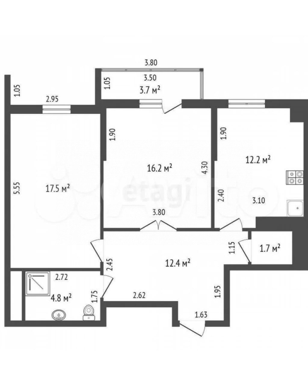 Фото №22: 2-комнатная квартира 64&nbsp;м², 11/11&nbsp;эт. - Геленджик, мкр. Толстый Мыс, ул. Южная, 35/1