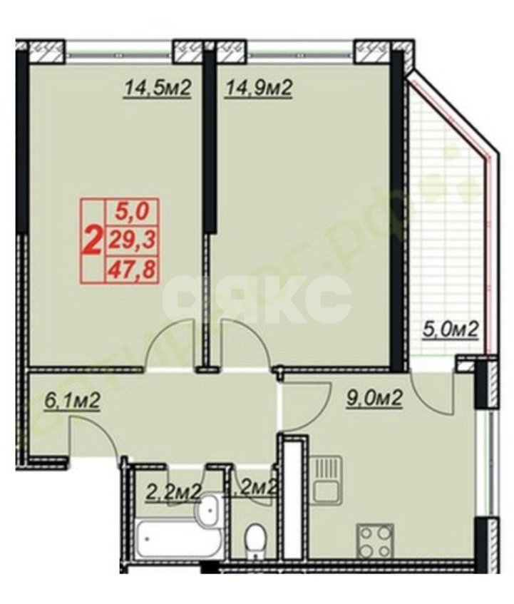 Фото №14: 2-комнатная квартира 53&nbsp;м², 12/13&nbsp;эт. - Анапа, Алексеевка, мкр. ЖК Лазурный, ул. Крестьянская, 27к3