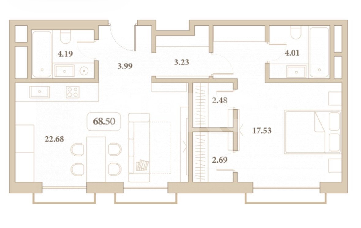 Фото №24: Апартаменты 68&nbsp;м², 6/7&nbsp;эт. - Анапа, ул. Толстого, 27