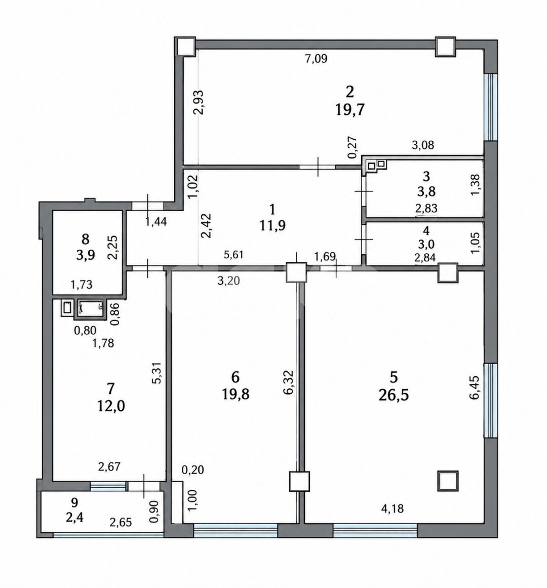 Фото №16: 3-комнатная квартира 103&nbsp;м², 7/20&nbsp;эт. - Батайск, мкр. Северный, ул. Северный Массив, 2/8