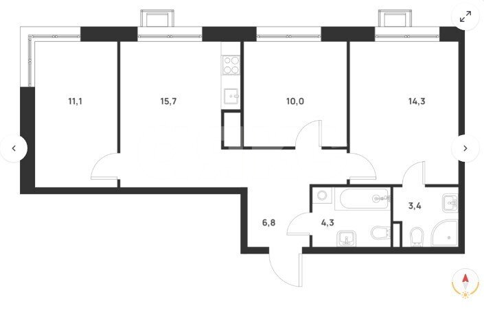 Фото №1: 3-комнатная квартира 65&nbsp;м², 7/18&nbsp;эт. - Москва Новомосковский административный округ
