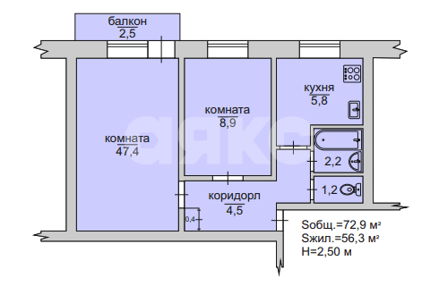 Фото №11: 2-комнатная квартира 40&nbsp;м², 3/5&nbsp;эт. - Мелитополь, р. Микро, пр-кт 50-летия Победы, 44