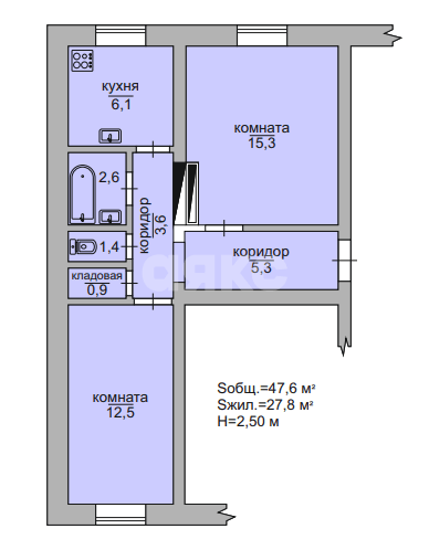 Фото №14: 2-комнатная квартира 47&nbsp;м², 1/2&nbsp;эт. - Мелитополь, ул. Ломоносова, 57